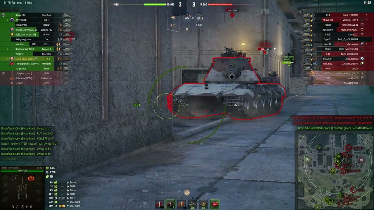 T110E3 (mapa Bezpieczna przystań) Stalowa ściana, As pancerny