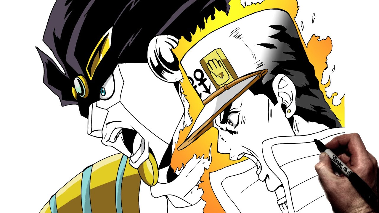 How To Draw Jotaro & Star Platinum The World | Step By Step | JoJo's Bizarre Adventure