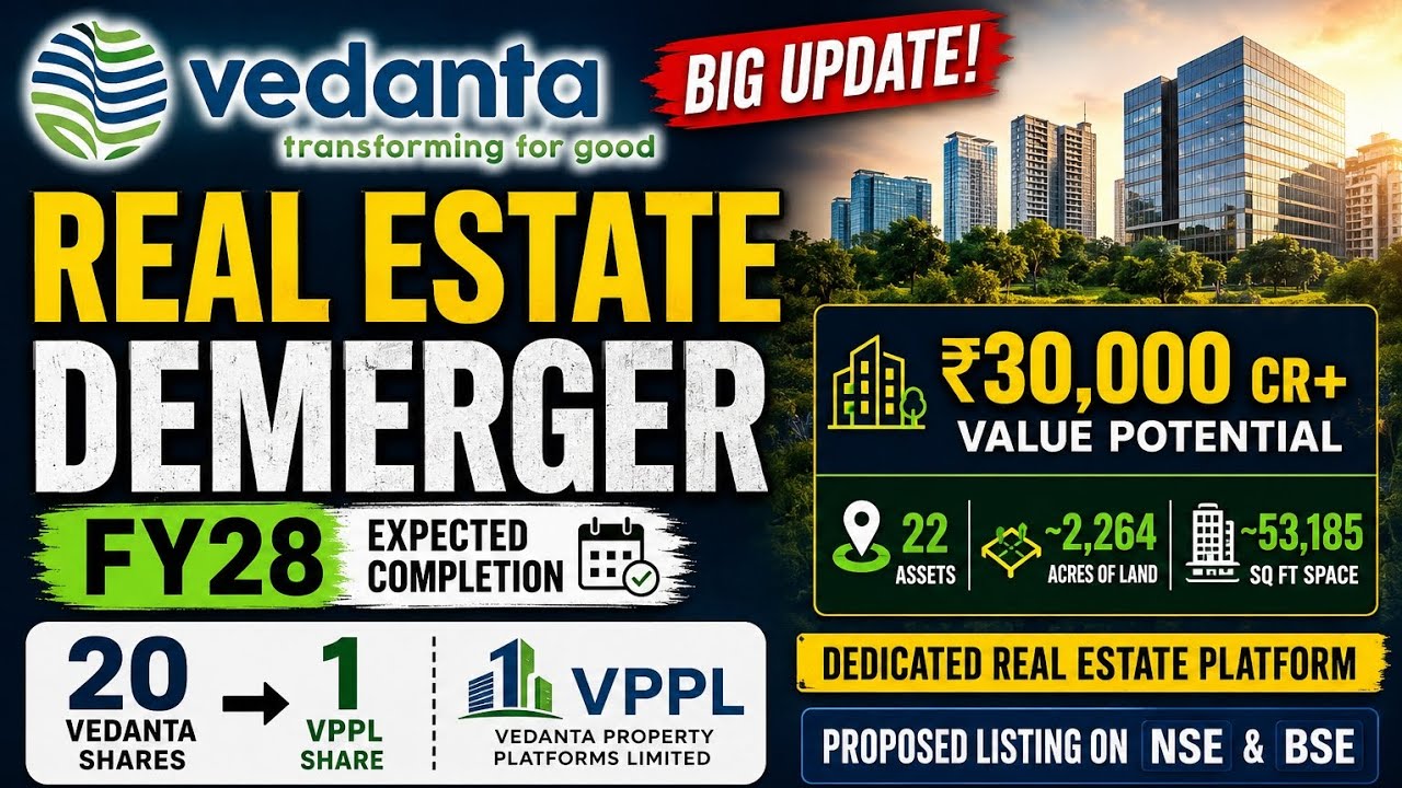 Vedanta Real Estate Demerger FY28 🚨 ₹30,000 Cr+ Value Potential | VPPL 1:20 Share Ratio