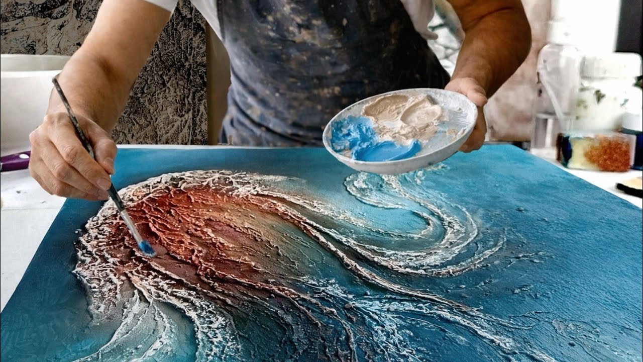 Textured Elegance: Creating a Magical Abstract with Graceful Acrylics