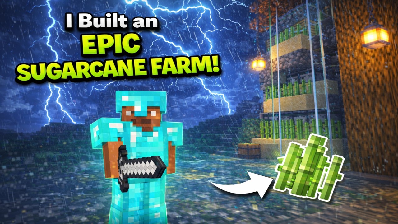 I Built an AUTOMATIC Sugarcane Farm in Minecraft Survival