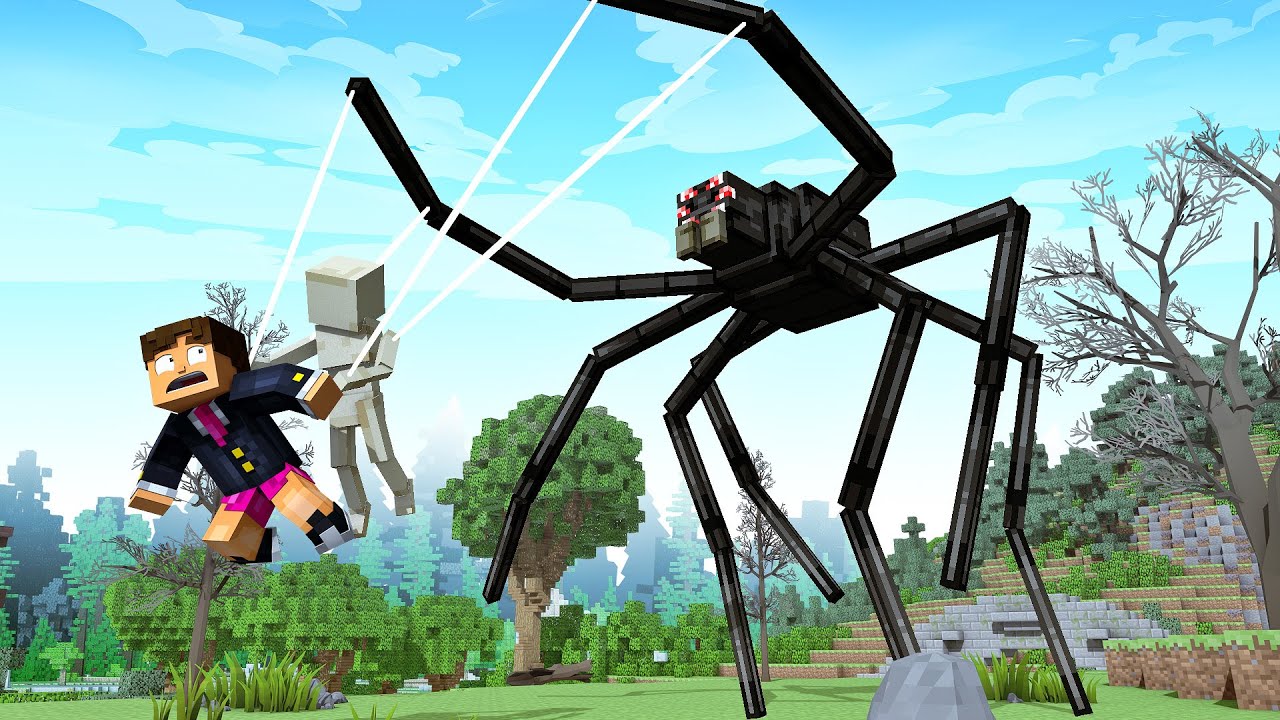 THE HUGGER ( ARANHA GIGANTE ) ESTÁ ATRÁS DE MIM NO MINECRAFT !! AVENTURA COM MONSTROS