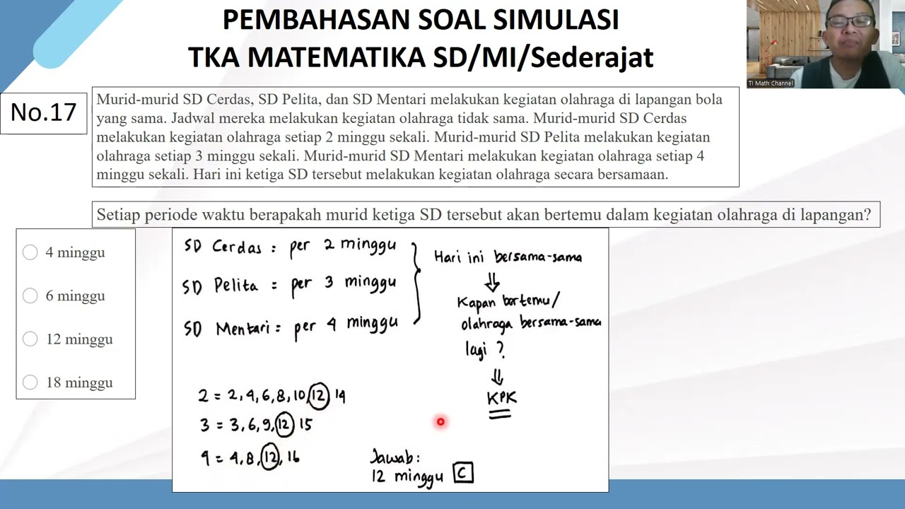 Pembahasan Soal Simulasi TKA Matematika SD/Sederajat (Soal Resmi Simulasi TKA Matematika Pusmendik)