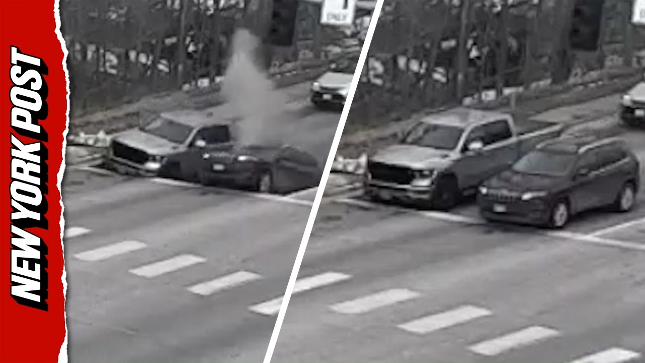 Traffic Camera Captures the Ground Crumbling Below Cars at a Stoplight