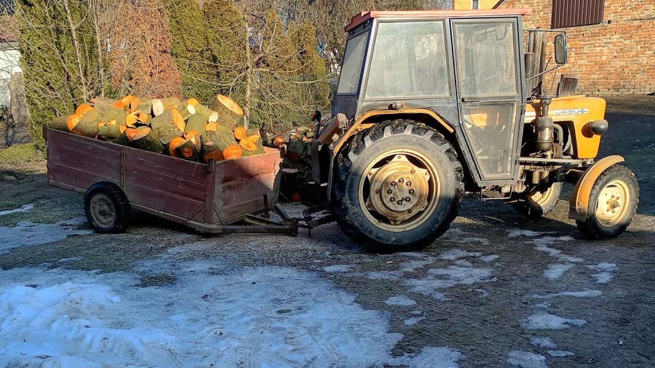 ursus c330 załadunek transport drewna opałowego