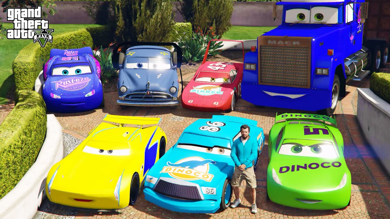 GTA 5 - Stealing PIXAR MOVIE MCQUEEN Cars with Michael! | (Real Life Cars) #43
