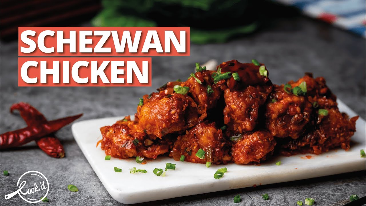 Schezwan Chicken Recipe | Restaurant style IndoChinese Chicken Starter | Cookd