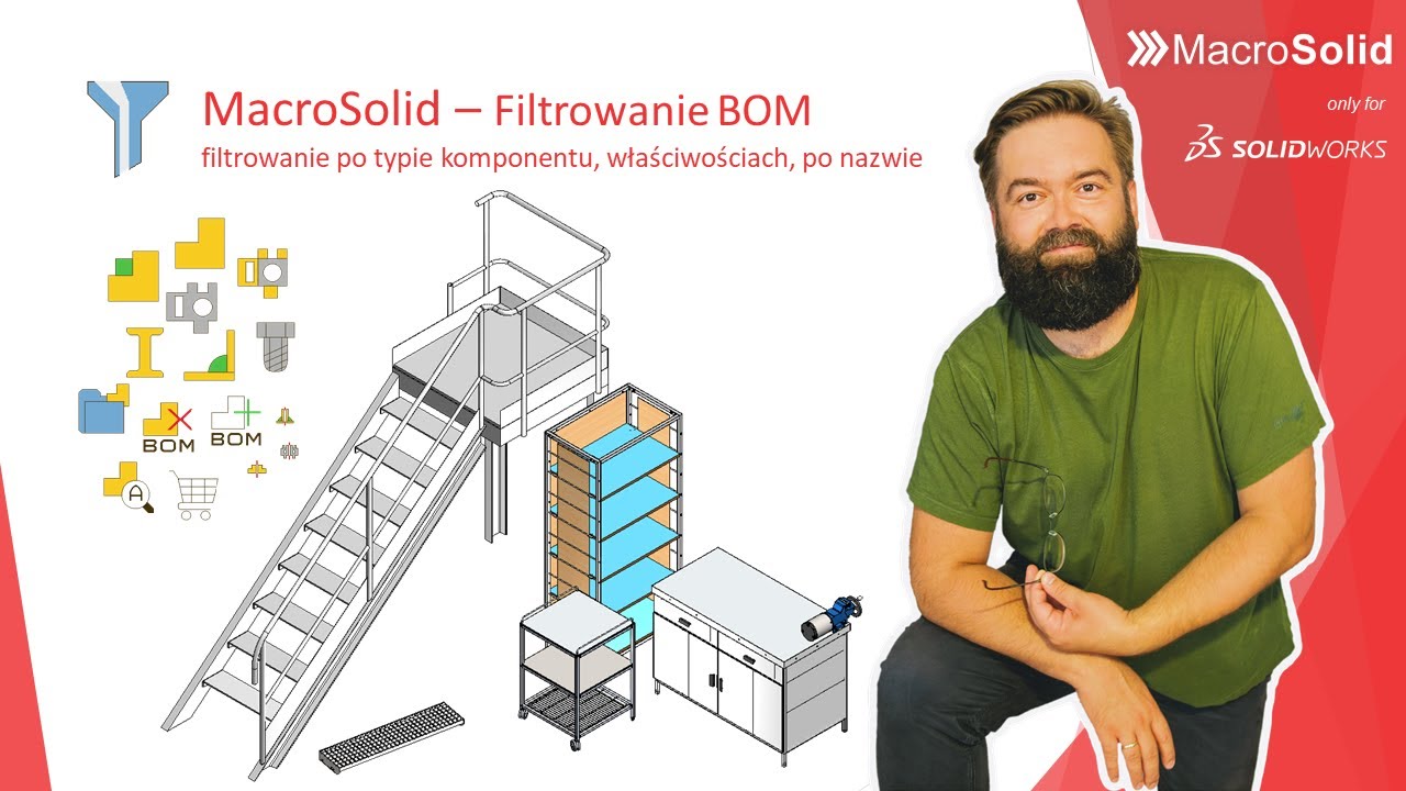 Filtrowanie komponentów - części, złożenia, blachy, profile, handlowe