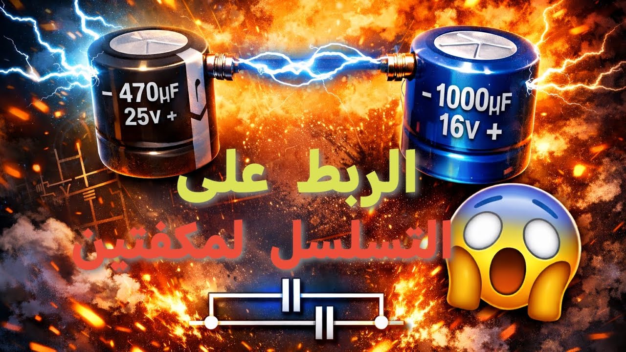 المعادلة التفاضلية بوجود مكثفتين على التسلسل