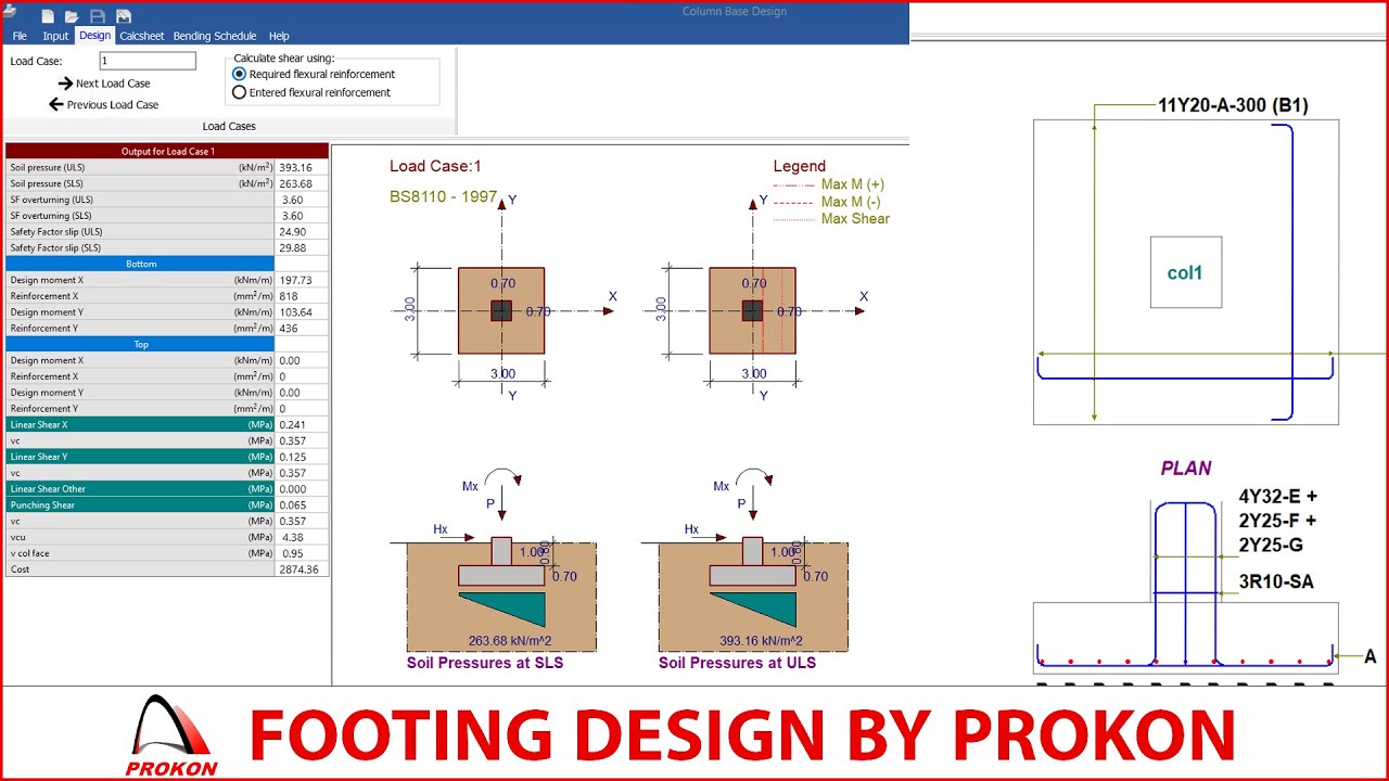 تصميم القواعد المنفصلة باستخدام برنامج البروكون  | DESIGN RC ISOLATED FOOTING BY PROKON