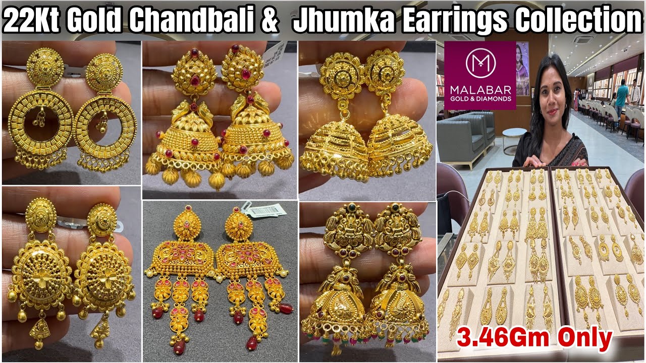 Festive Special✨Malabar Gold Jhumka & Chandbali Earrings| Lightweight Jhumka Designs| Gold Chandbali
