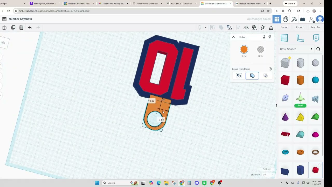 How to make a number Keychain in Tinkercad.