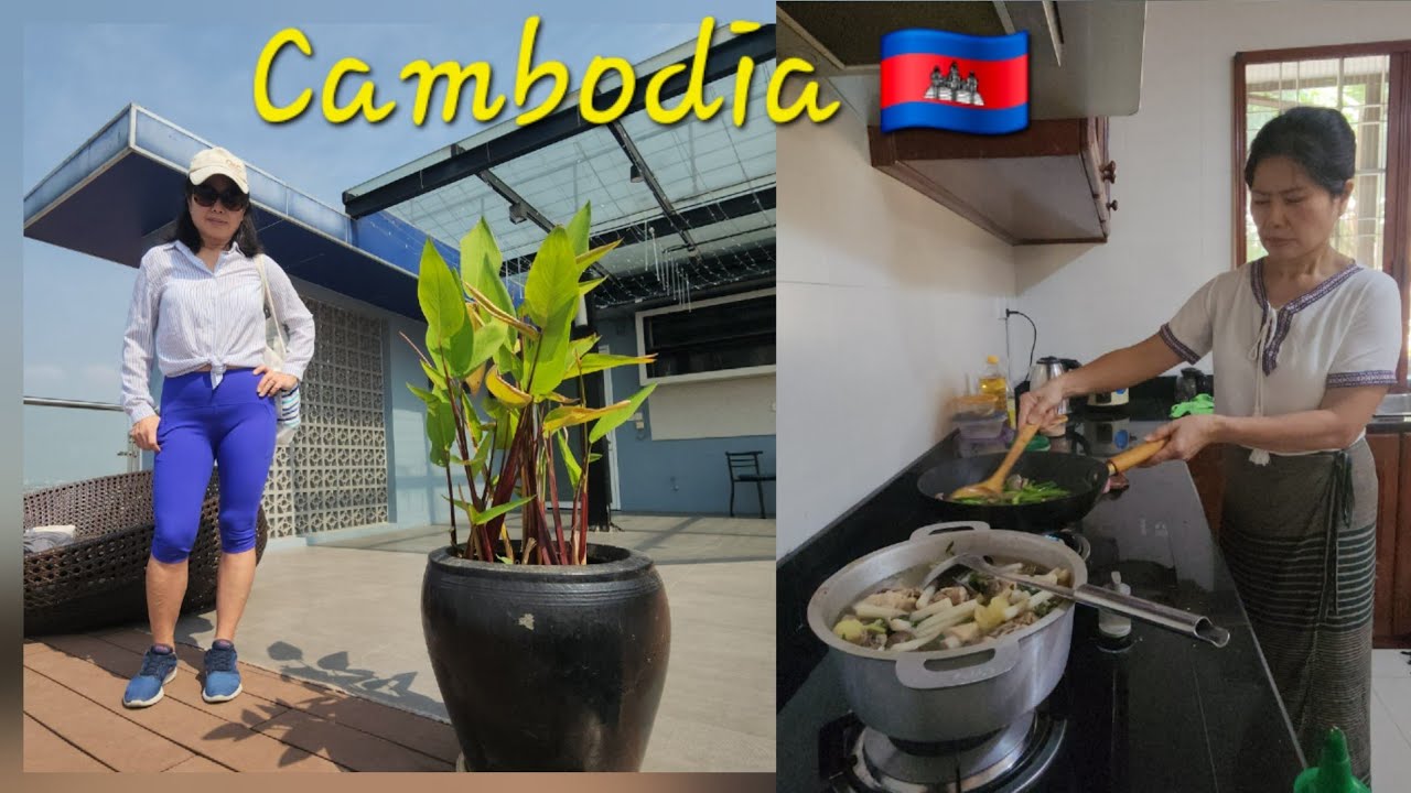 ហាត់ប្រាណ ហែលទឹក ញ៉ាំបាយផ្ទះ | Exercise, swim, lunch at home 🏡 😋 
