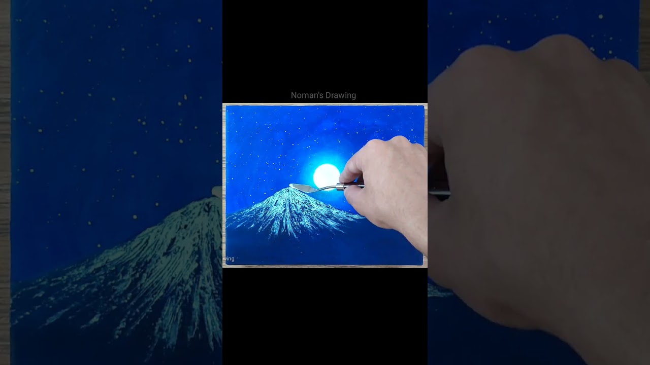 Moonlight night scenery painting #shorts