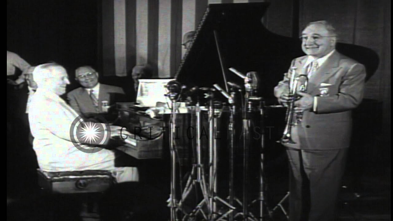 Former President Harry S Truman plays piano and James Petrillo, President of Amer...HD Stock Footage