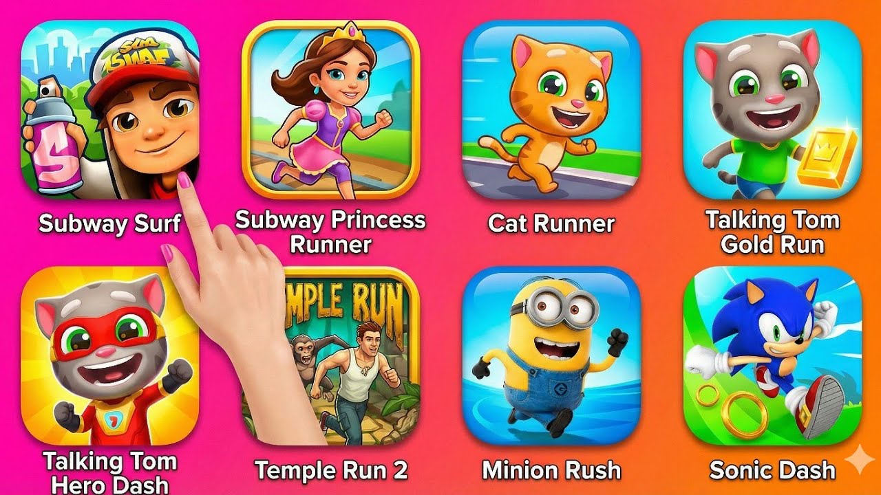 Subway Surfers, Talking Tom Gold Run, Cat Runner & Princess - Crazy Run!