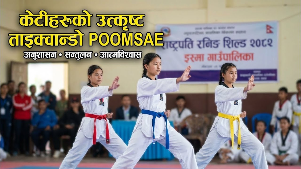 🥋 Girls Taekwondo Poomsae Performance | राष्ट्रपति रनिङ शिल्ड 🔥