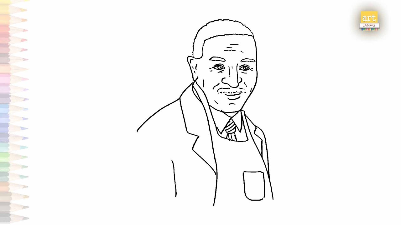 George Washington Carver drawing 03 | Outline Art easy | How to draw George Washington Carver easily