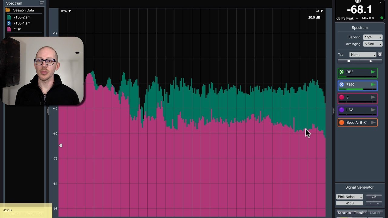 How loud does the test signal need to be in the room for Smaart? [GSwSST20]