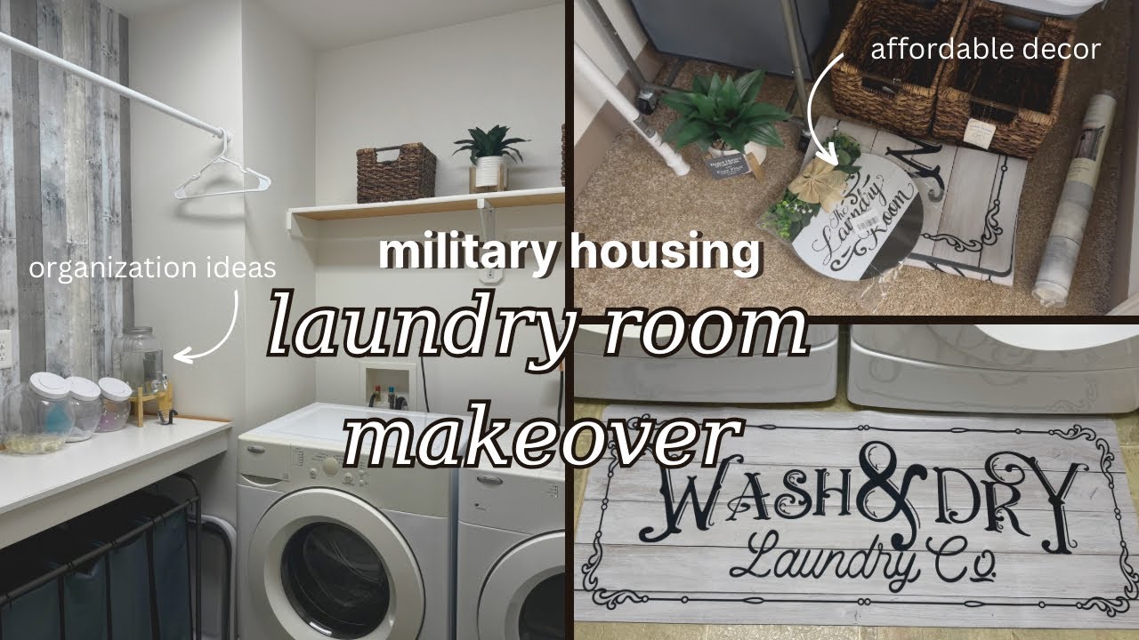 *NEW* LAUNDRY ROOM MAKEOVER | military housing | affordable & rent-friendly decor