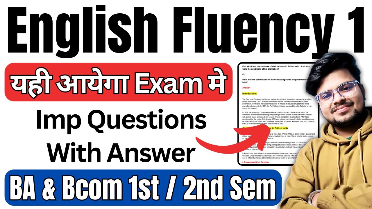 English Fluency 1: IMP Question With Answer BA & Bcom 1st / 2nd Semester - DU SOL NCWEB