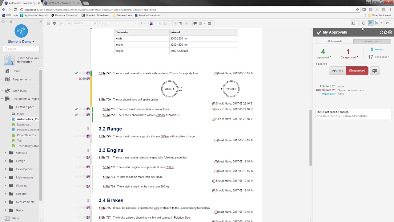 Reviewing and digitally signing documents in Polarion