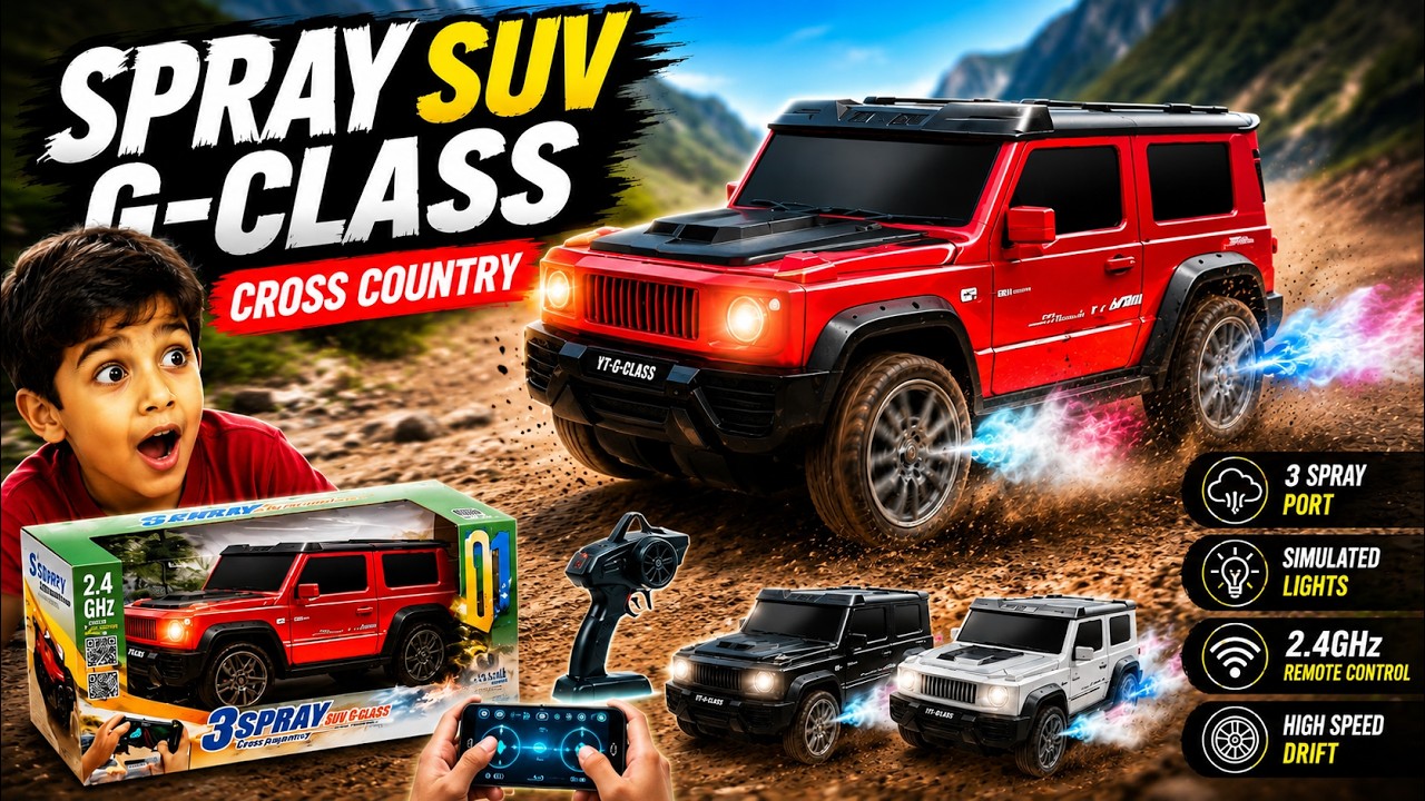 Spray SUV G-Class RC Car Unboxing & Review 🚙 1:14 Scale Remote Control Car with LED Lights & Music
