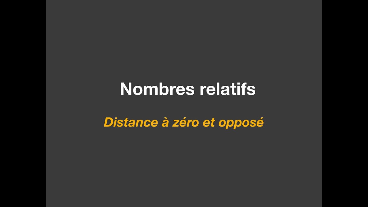 Nombres relatifs : distance à zéro et opposé