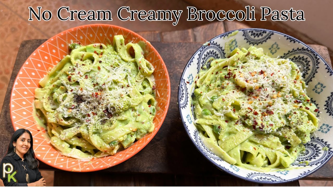 No Cream Healthy Broccoli Peas Pasta