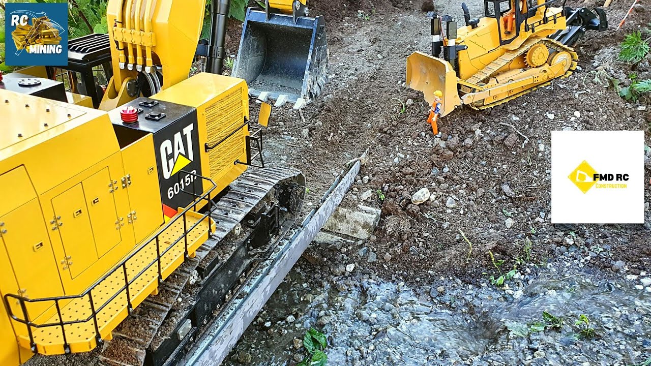 Awesome RC Bridgebuilding - RC Mining - Season 3 - CAT 6015b - CAT d6t - Volvo A60H
