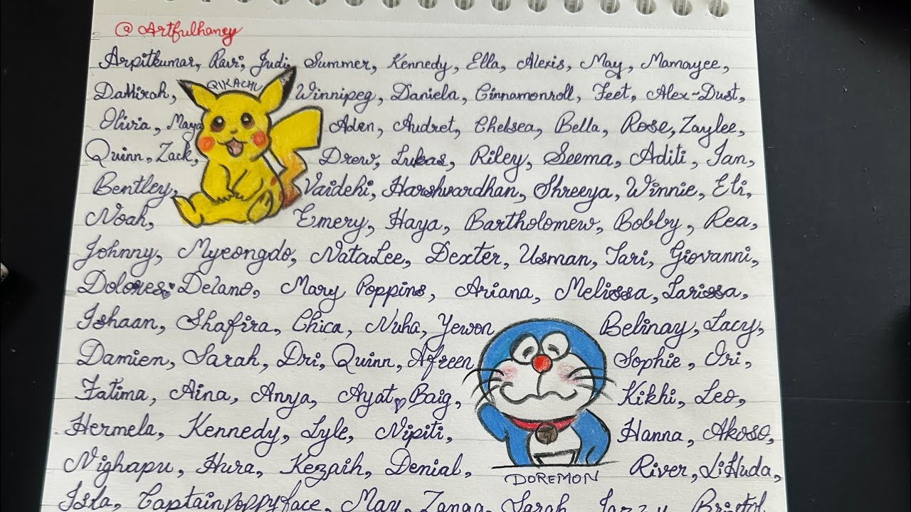 Name writing handwriting calligraphy