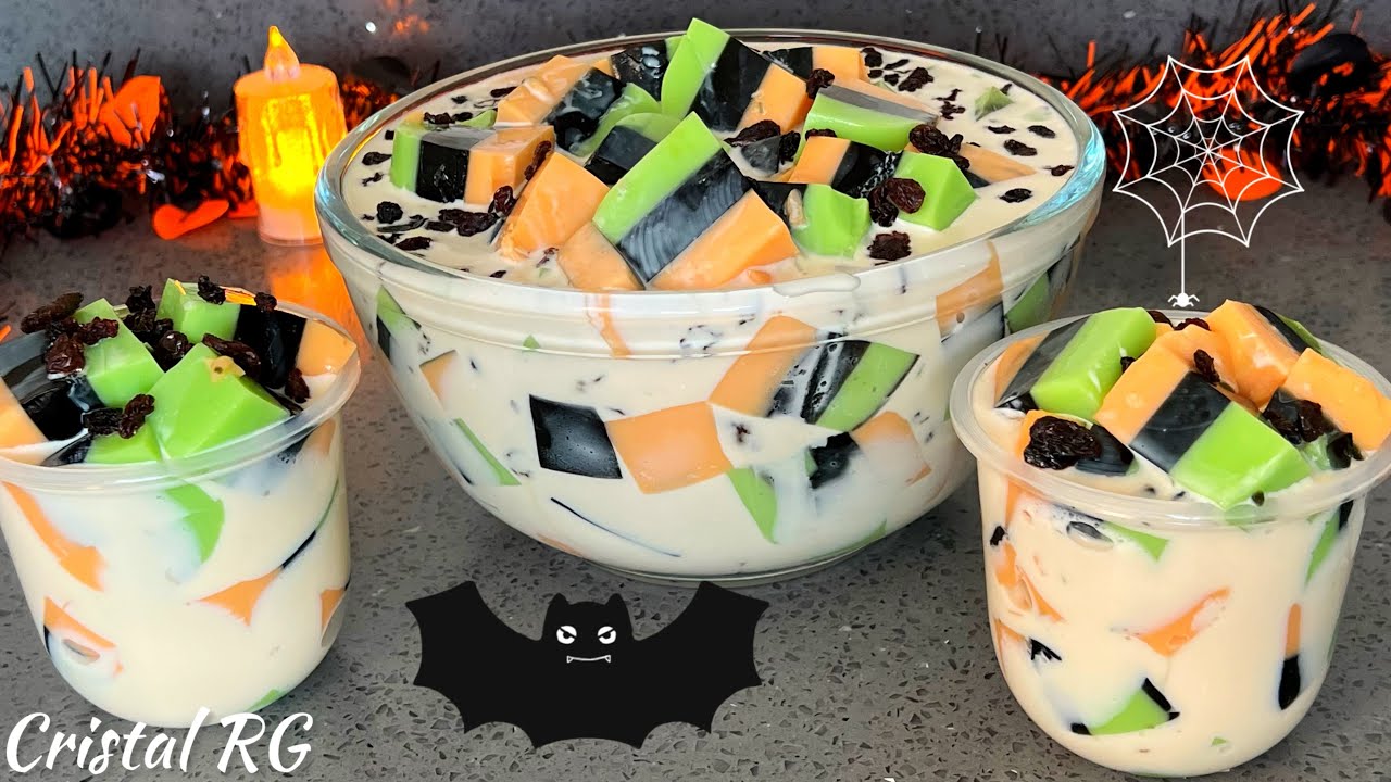 Ensalada de gelatina tres leches Halloween 🎃👻