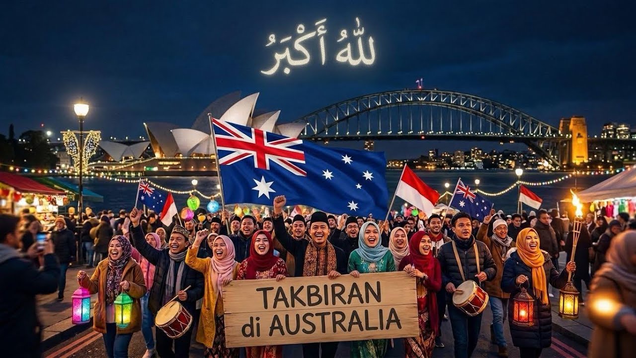 MERIAHNYA TAKBIRAN DI AUTRALIA MASYALLAH SERUNYA UMAT MUSLIM RAYAKAN MALAM TAKBIRAN DI AUSTRALIA.