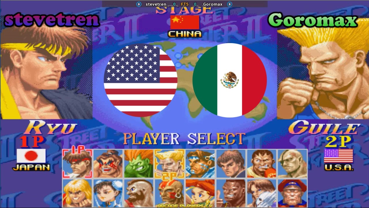 Super Street Fighter 2 Turbo ➤ stevetren (Usa) vs Goromax (Mexico) 超级街霸2X
