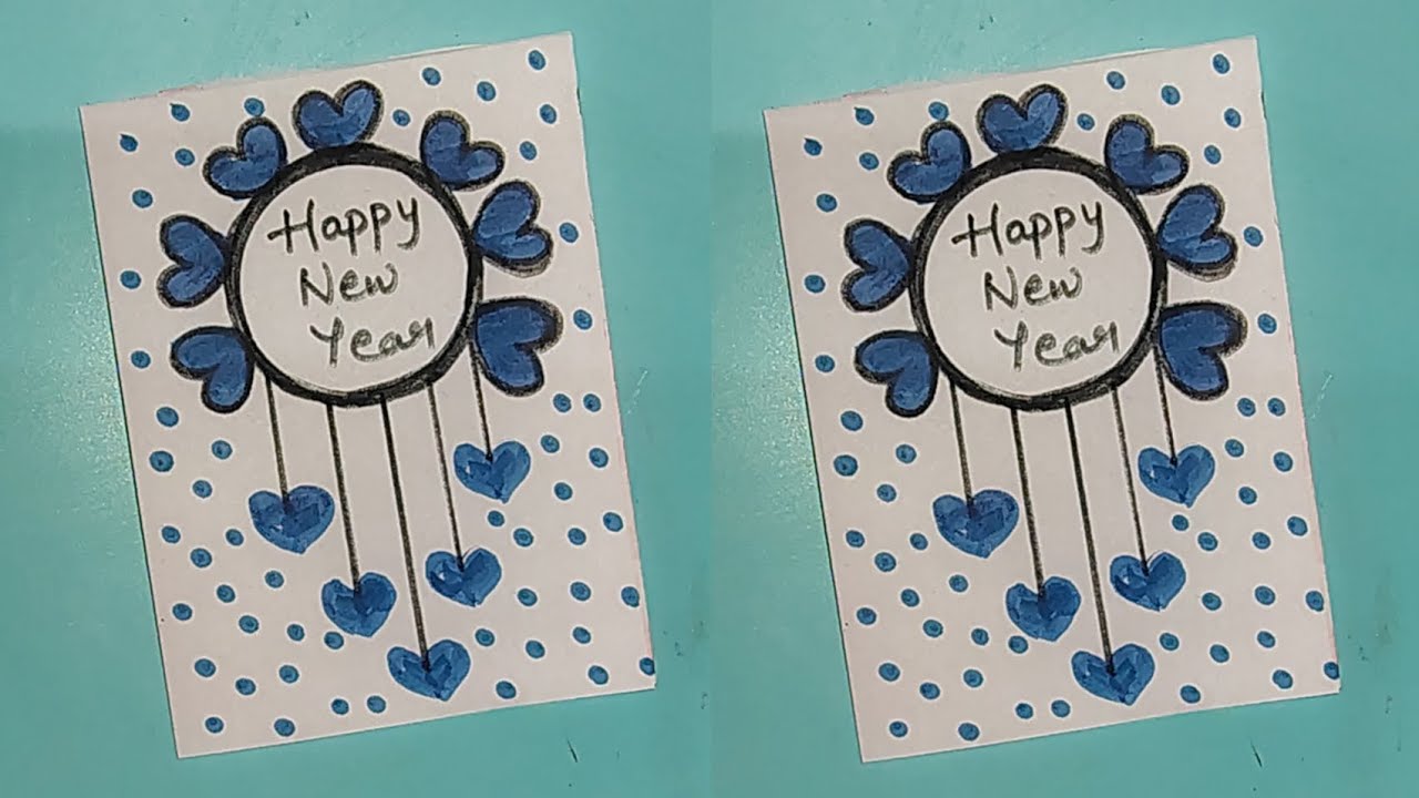 Diy happy new year greeting card/happy new year card making/new year greeting card/handmade cards 