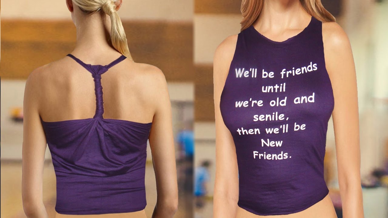 DIY Racerback Workout Tank top from T-shirt | NO SEW