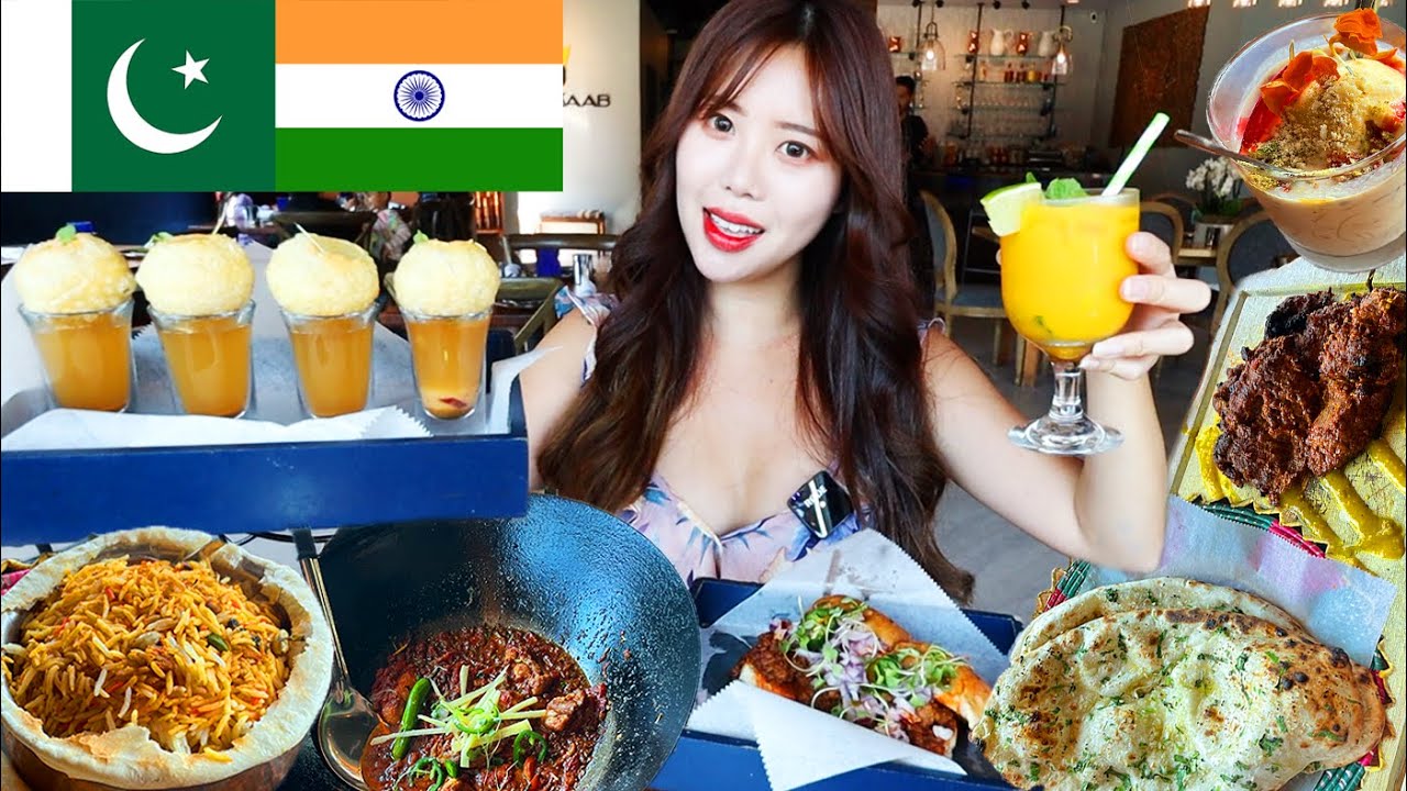 PAKISTANI & INDIAN FOOD MUKBANG 먹방 (Chicken Karahi, Biryani, Pani Puri, Faloodah, Beef Kabob, Naan)