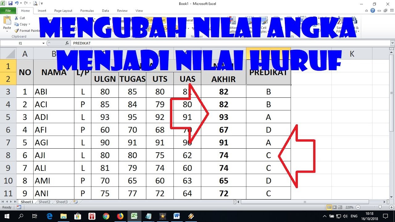 Cara Mengubah Nilai Angka Menjadi Nilai Huruf