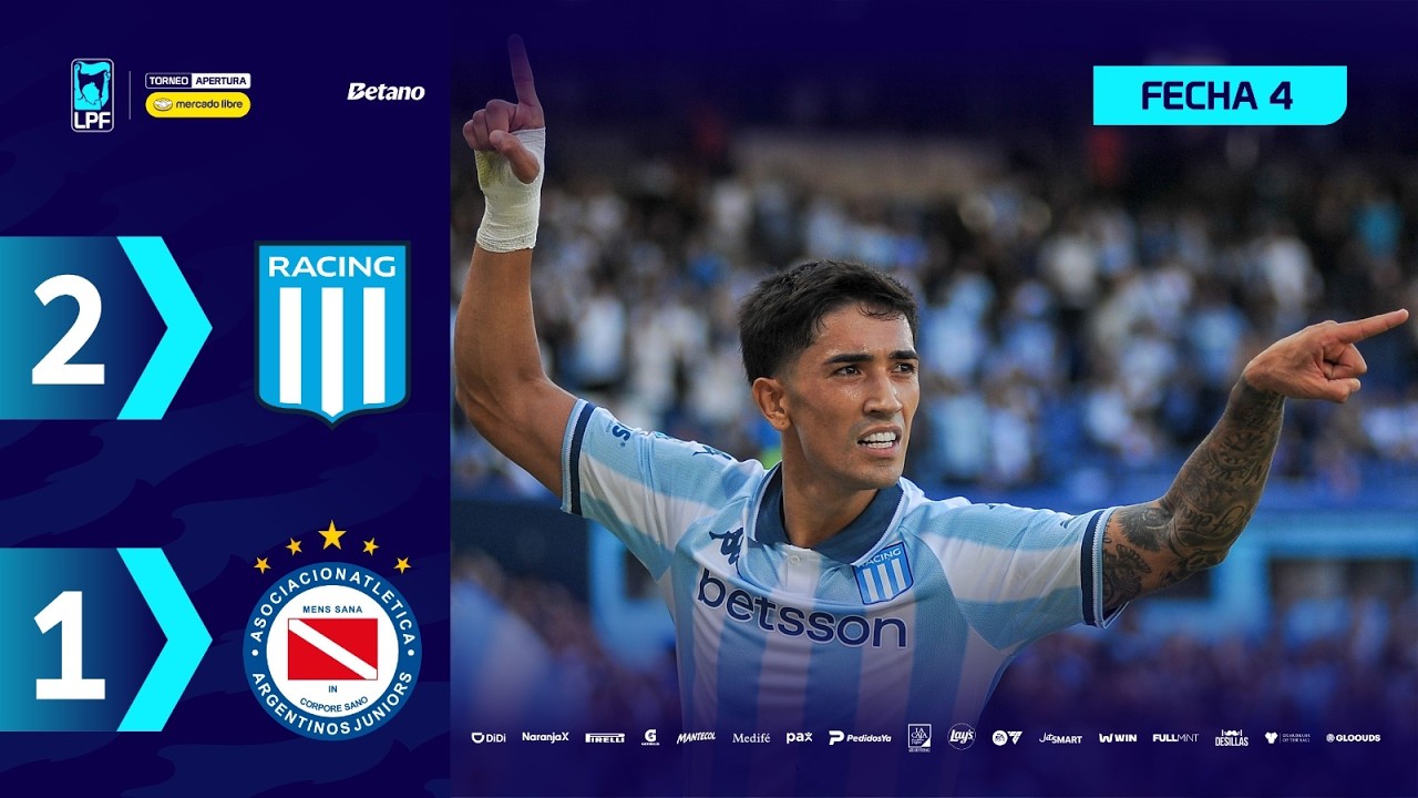 RACING 2 - 1 ARGENTINOS | Resumen del partido | #TorneoMercadoLibre 2026 🏆