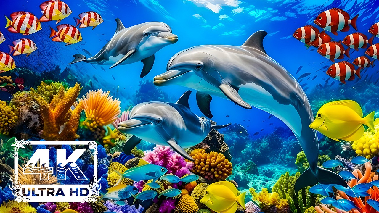 Deep Sea Nature 4K | Crystal Clear Ocean Life & Fish | Piano Ambience