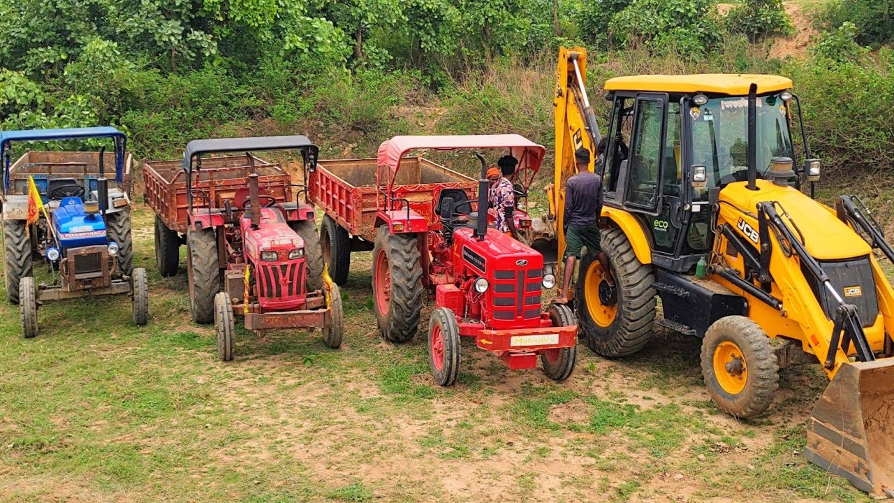 JCB 3dx Eco Loading Mud Mahindra 275 Mahindra 265 Powertrac Tractor | Jcb video #jcb #tractor