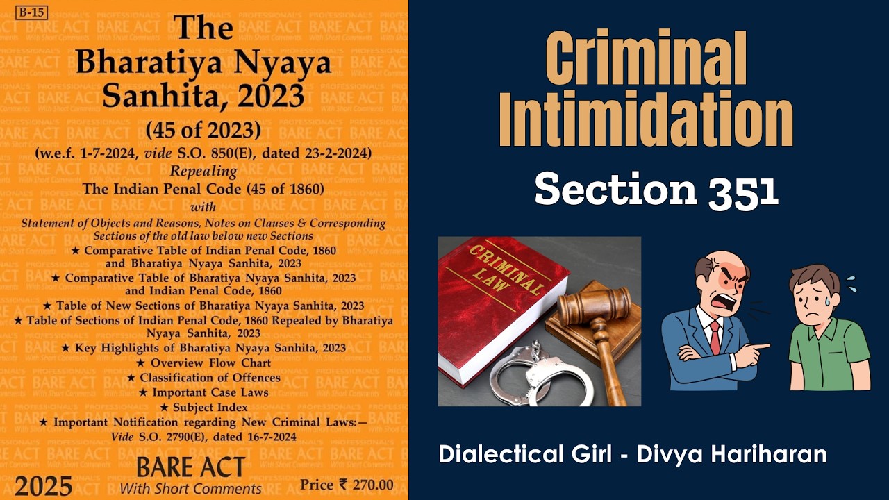 CRIMINAL INTIMIDATION | MEANING AND PUNISHMENT | IN HINDI | BNS | LAW IN MINUTES | DIALECTICAL GIRL