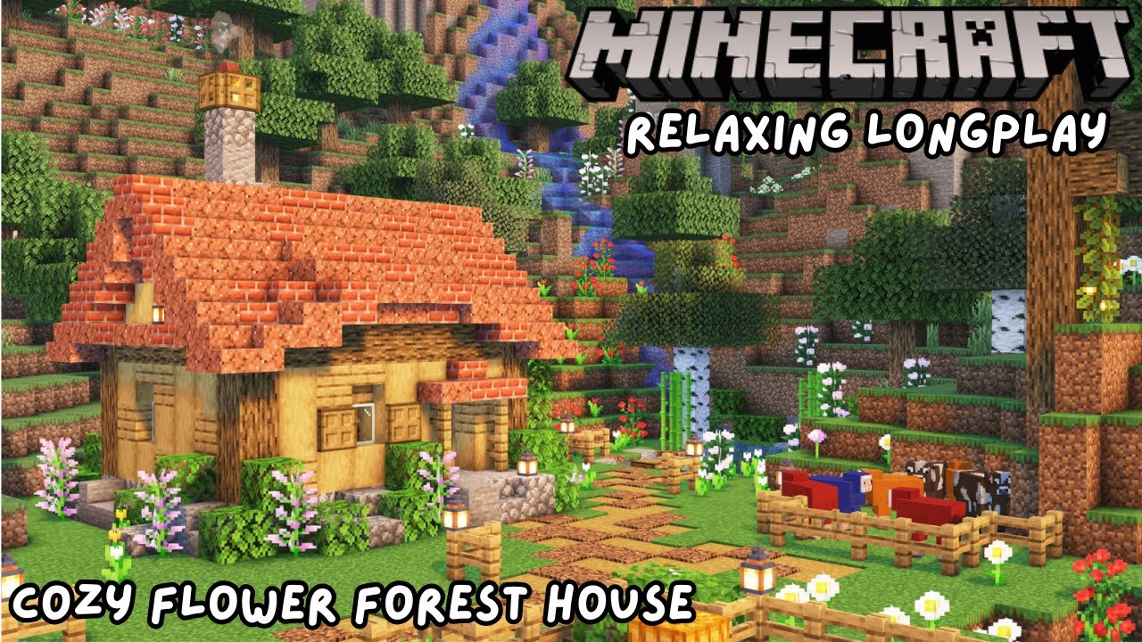 Minecraft Relaxing Longplay - Cozy Flower Forest House (No Commentary)