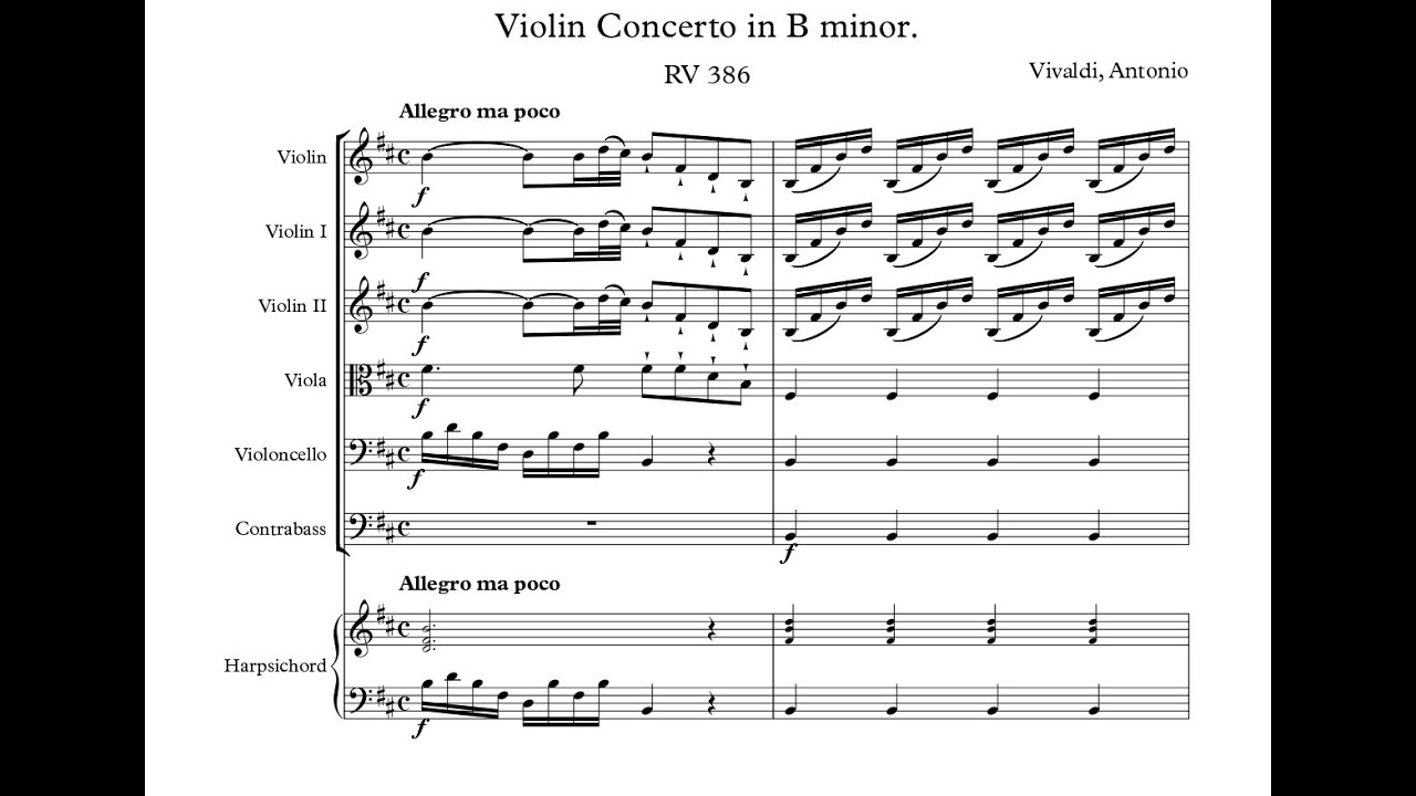 Antonio Vivaldi - Violin Concerto in B minor RV 386 (Sheet Music Score)