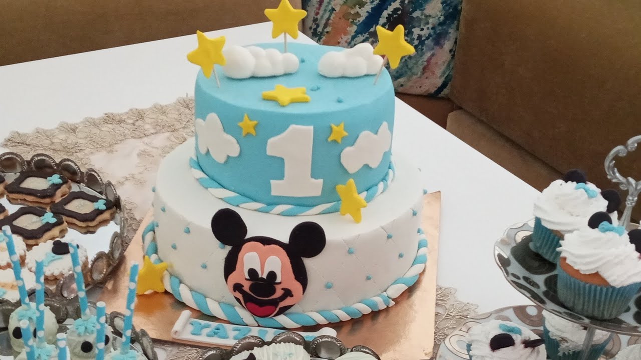 cake design Mickey mausse مونطاج كيك ديزاين ميكي ماوس جوج طبقات