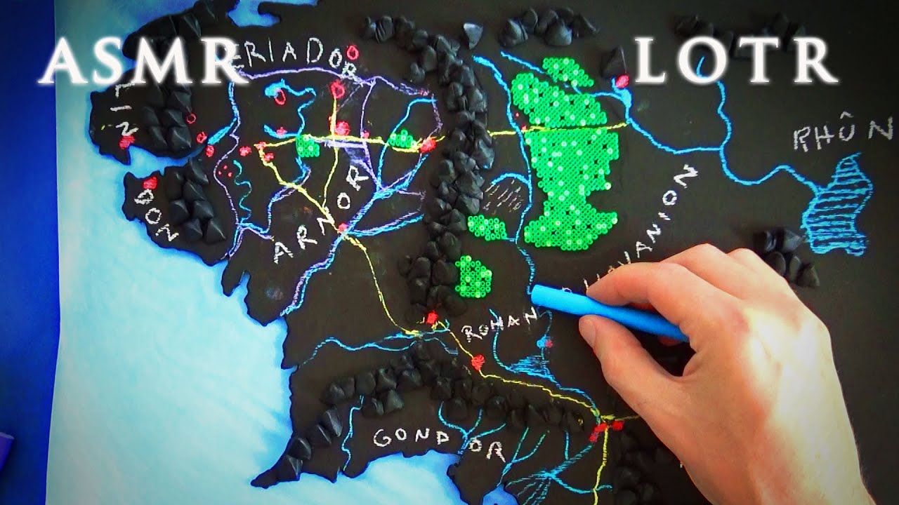 ASMR 1hr Map of Middle-earth | Chalkboard drawing