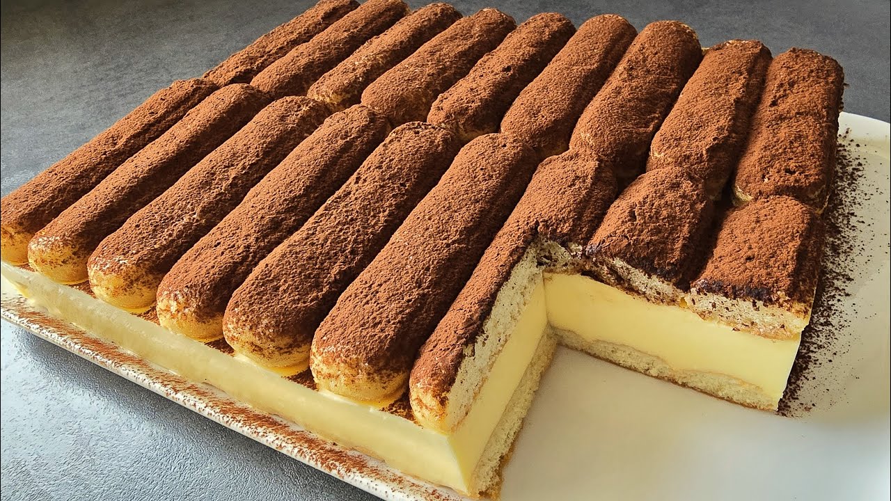 Потрясающий торт без выпечки 😍 Быстрые кусочки пудинга с бисквитными палочками