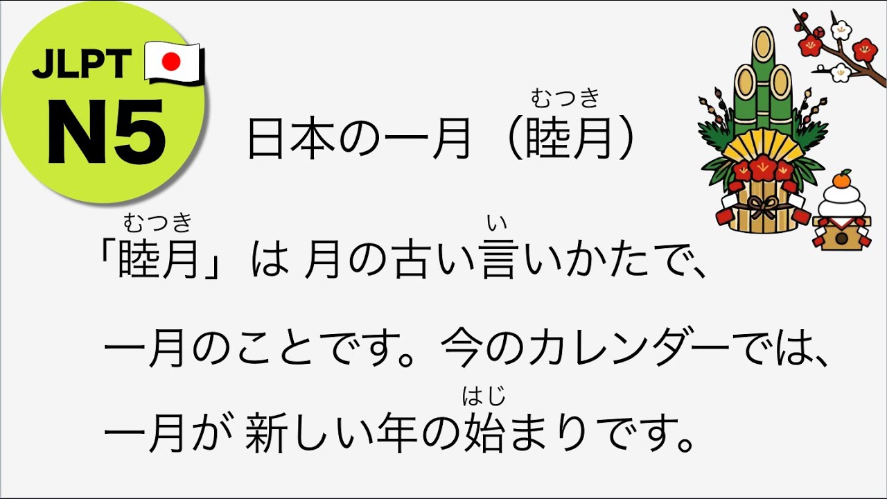 Japanese Short Story | No 29 JLPT N5 Level  日本の一月（睦月）