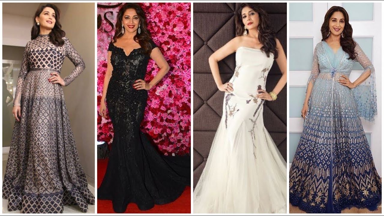 Madhuri Dixit long dressing style || Anarkali frocks || Beautiful gown style 2020