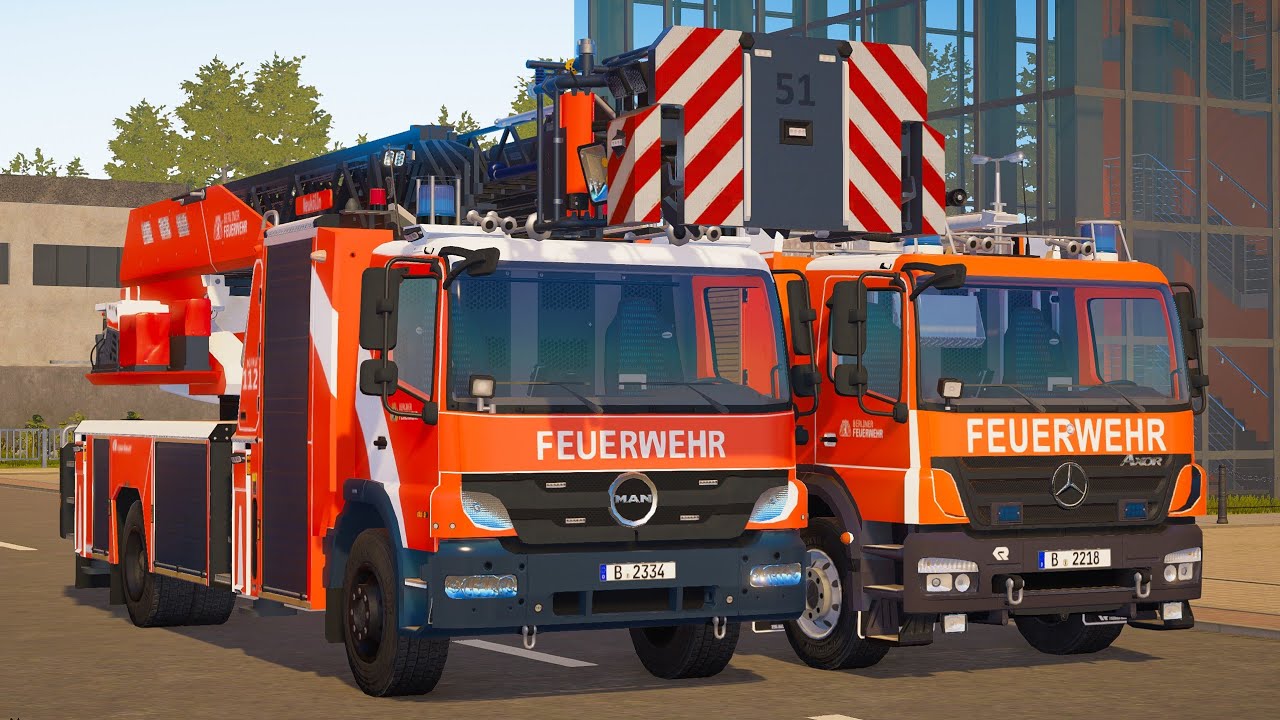 Emergency call 112 - Bonn Firefighters and Swap Body Vehicle first responding! 4K